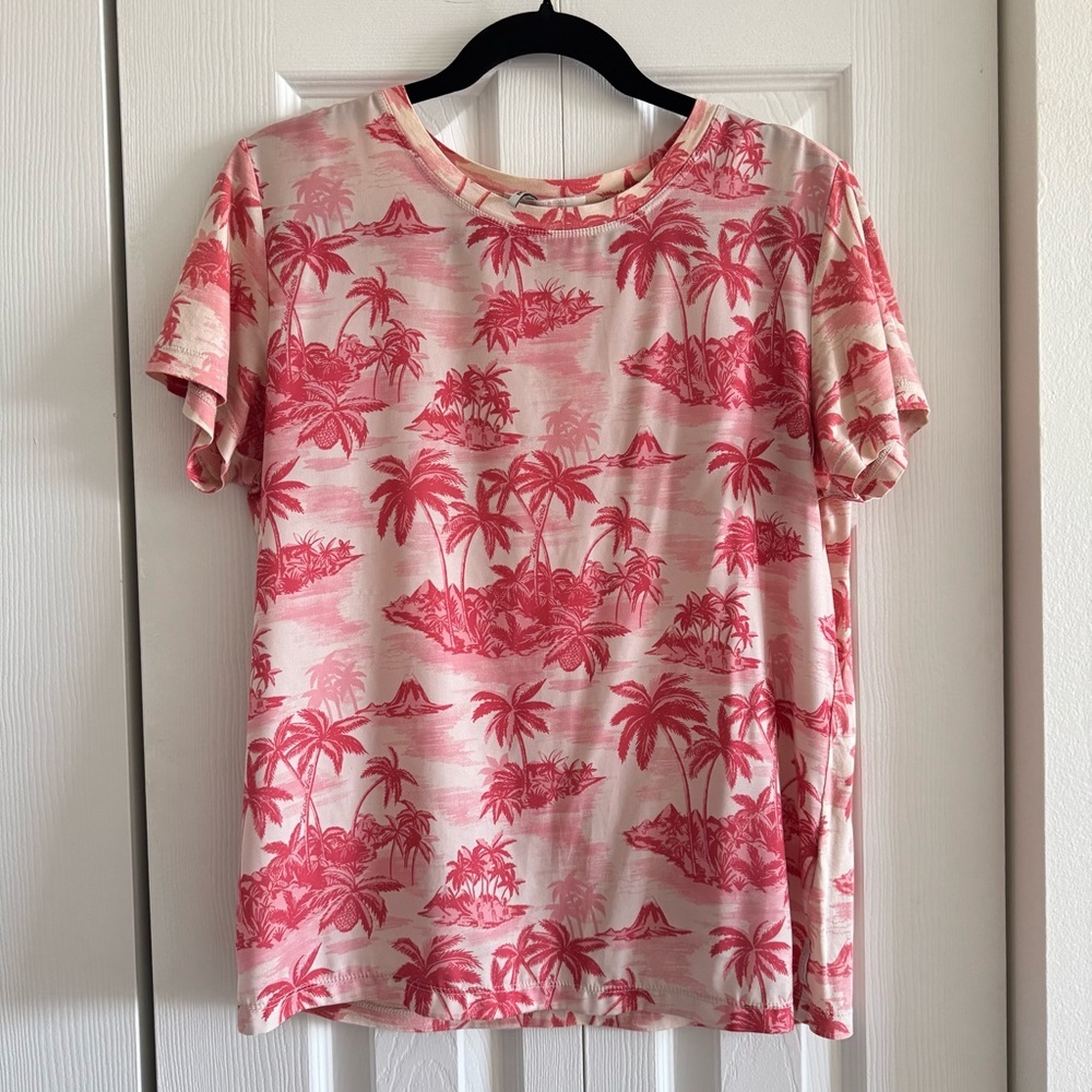 SCOTCH AND SODA Tropical Pink Palm Tree T-Shirt, Size S - Picture 1 of 10